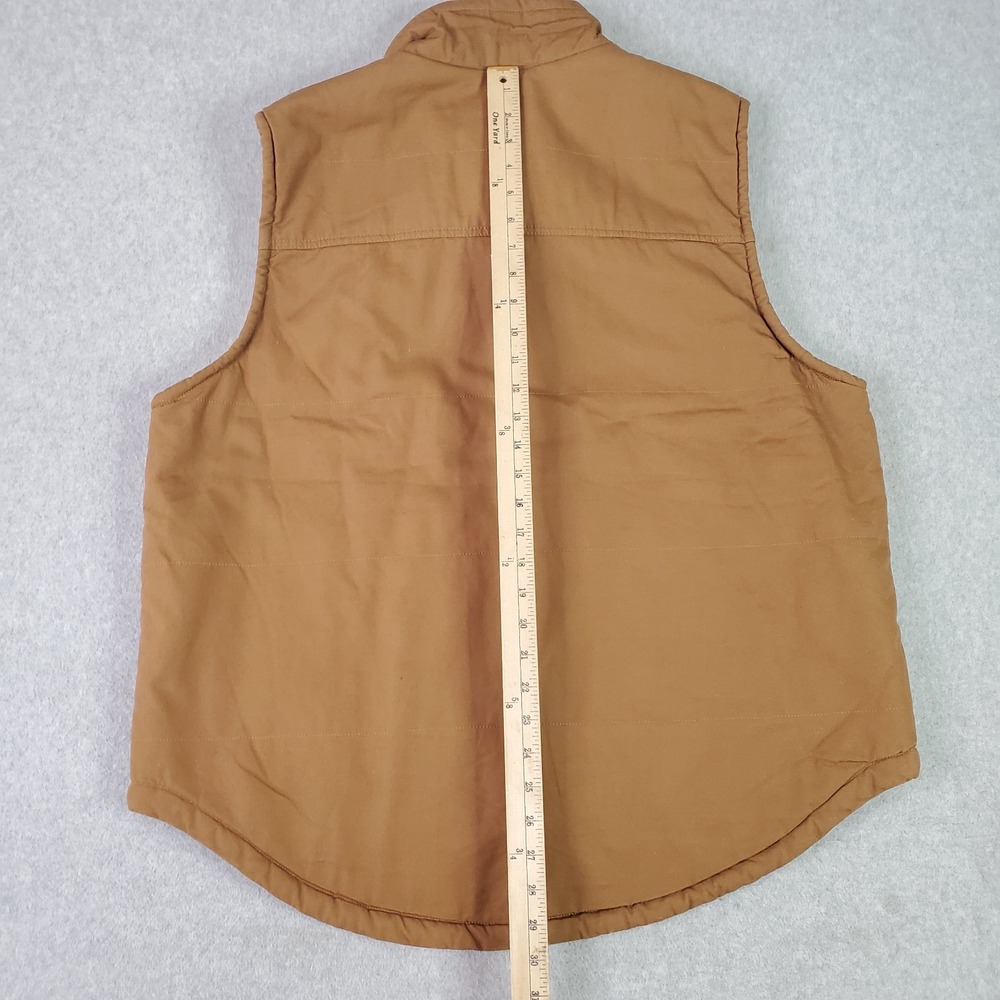 Lee Workwear Vest Mens XL Brown Canvas Sherpa Lined Zip Pockets LM33VT687 - Picture 10 of 13